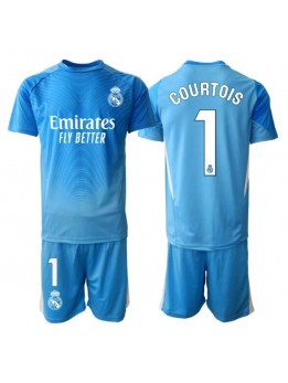 Otroški Nogometna dresi replika Real Madrid Thibaut Courtois #1 Vratar Domači 2025-26 Kratek rokav (+ hlače)